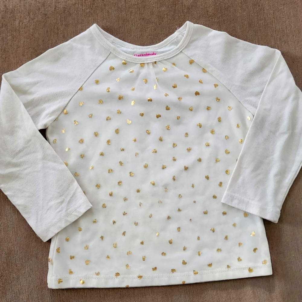 Girls size 3T white top with gold hearts